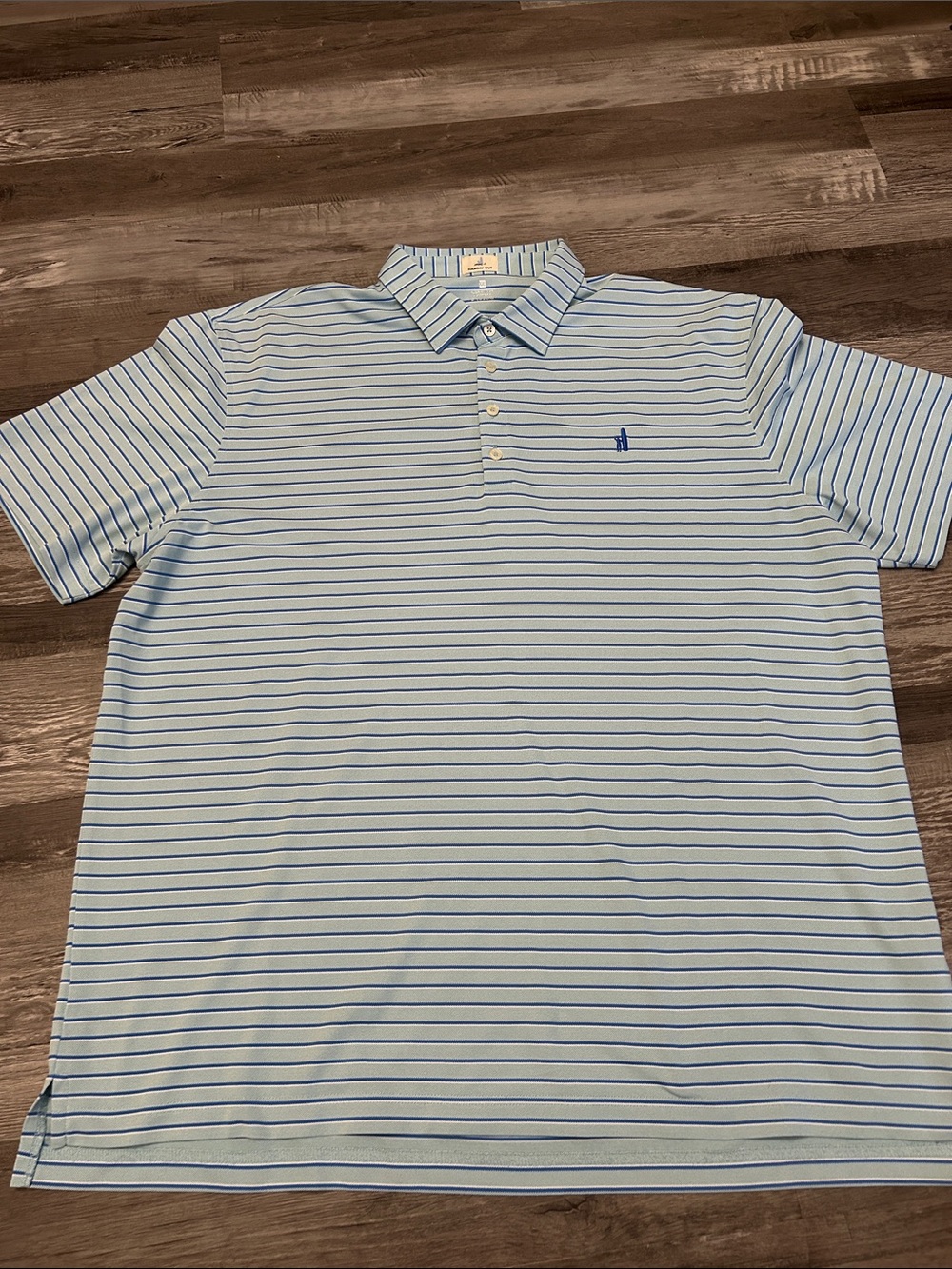 johnnie-O Light Blue & Navy Stripe Polo